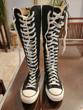 Converse All Star Hi Knee XX Knee High Sneakers Size 7 (W) 5(M) Black / White
